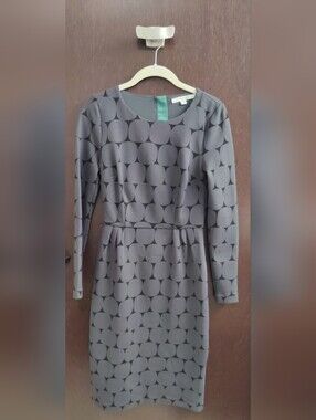 Boden Ponte Long Sleeve Geometric Sheath Dress in Charcoal